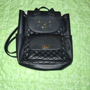 Black Quilted Cat Face Backpack